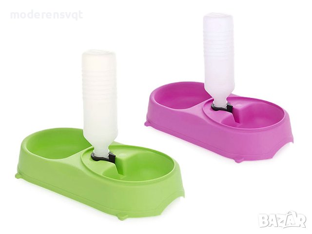 Двойна купа с диспенсър за вода за котки и кучета, снимка 3 - За кучета - 42126242