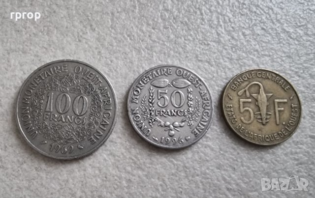 Монети . Африка. Западна  Африка. 5 ,50 и 100 франка . 3 бр.