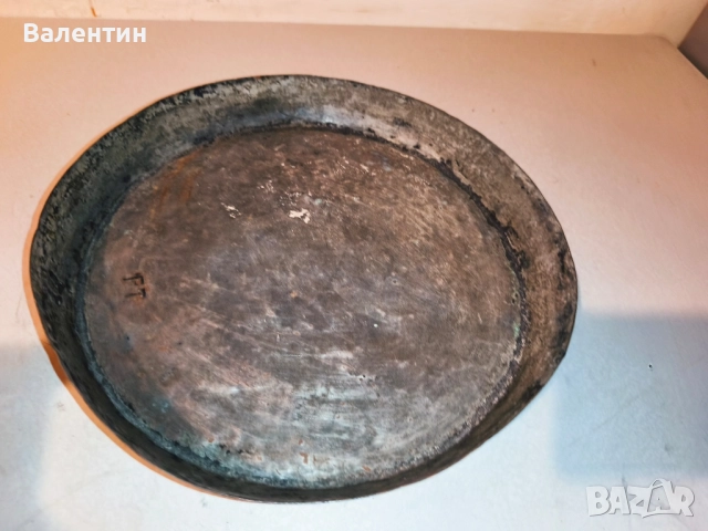 Старинна бакърена тава с ПЕЧАТ, снимка 6 - Антикварни и старинни предмети - 52540163