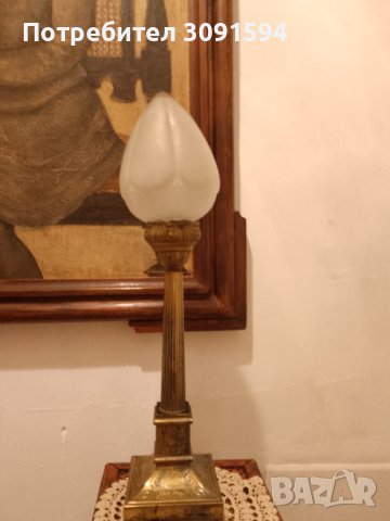Арт Деко нощна ,настолна лампа бронз оргиналнално стъкло, снимка 12 - Антикварни и старинни предмети - 41706934