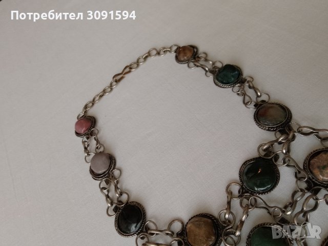 колие със полоскъпоценен камък, ретро племенно колие, ретро бижута, снимка 7 - Антикварни и старинни предмети - 41877109