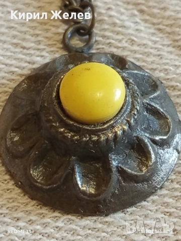 СТАР ЕТНО АРТ БРОНЗОВ МЕДАЛЬОН с БРОНЗИРАНА СТОМАНЕНА ВЕРИЖКА 31369, снимка 2 - Други ценни предмети - 52491689