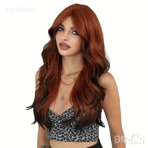 Кафява перука с черни краища и бретон, снимка 7 - Аксесоари за коса - 47998331