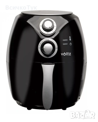 ✨Фритюрник с горещ въздух Air Fryer Voltz/Rosberg V51980C, 1600W, 2.6 литра, 80°C~200°C, Таймер