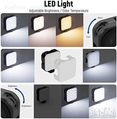 Нов стабилизатор за телефон Настолен статив LED светлина за видео влог, снимка 6 - Селфи стикове, аксесоари - 40167969