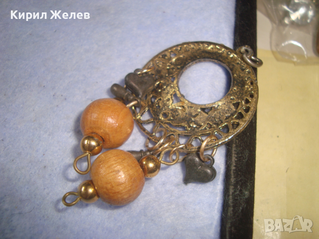 МЕСИНГОВ ФИЛИГРАНЕН СТИЛ АРТ НУВО МЕДАЛЬОН с ДЪРВЕНИ ТОПЧЕТА ВИСУЛКИ 73861, снимка 4 - Колиета, медальони, синджири - 36331467