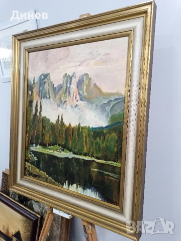 Алпийско Езеро Масло върху платно, снимка 2 - Картини - 52145966