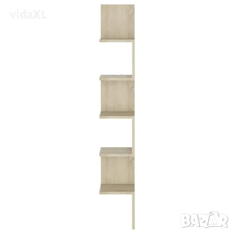vidaXL Стенен ъглов рафт, дъб сонома, 20x20x127,5 см, инженерно дърво, снимка 6 - Ракли - 56147778