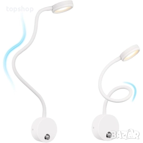 Стенна лампа, ERWEY®, LED, Гъвкава, USB порт за зареждане, 4W, Бяла, Енергиен клас E  Марка: ERWEY.., снимка 2 - Настолни лампи - 51729124