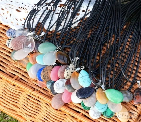 КУЛИЕ С ЕСТЕСТВЕН КАМЪК В ФОРМА НА СЪЛЗА, снимка 2 - Колиета, медальони, синджири - 53658977