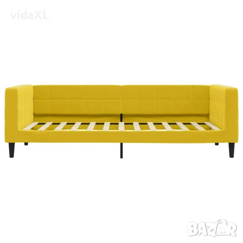 vidaXL Канапе с изтеглящо легло и чекмеджета жълто 100x200 см кадифе, снимка 7 - Спални и легла - 56146784