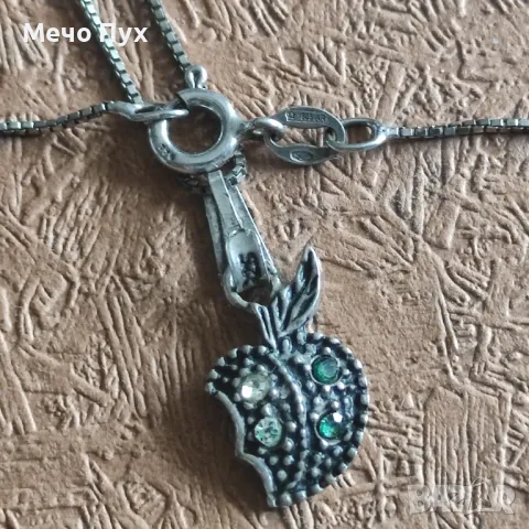 Сребърен синджир с висулка Ябълка (314), снимка 2 - Колиета, медальони, синджири - 48835204