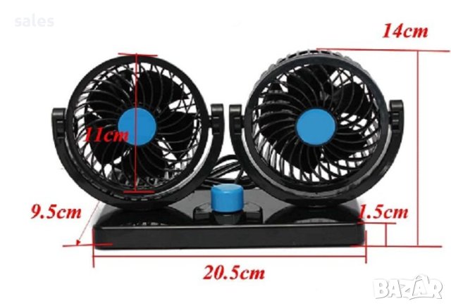 Двоен вентилатор за автомобили, бусове, каравани и др. 12V, 24V, снимка 4 - Аксесоари и консумативи - 41118953