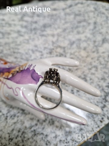 Превъзходен изключително красив антикварен сребърен пръстен с гранат , снимка 7 - Пръстени - 44458834