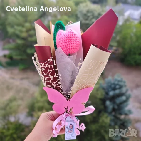 Вечни букети от плетени лалета , снимка 10 - Изкуствени цветя - 55871513