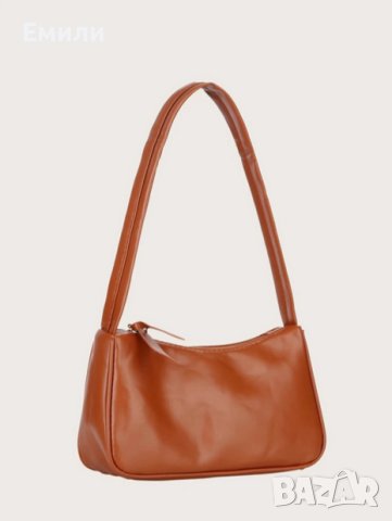 Кожена малка дамска чанта за рамо в кафяв цвят, снимка 2 - Чанти - 41771597