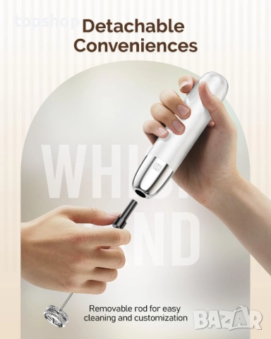 Maestri House Акумулаторен разпенител за мляко, LunaFro Mini ръчен електрически разпенител ..., снимка 4 - Други - 52794571