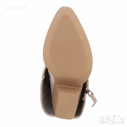 Дамски ботуши, бежови, велур, снимка 3 - Дамски ботуши - 51888719