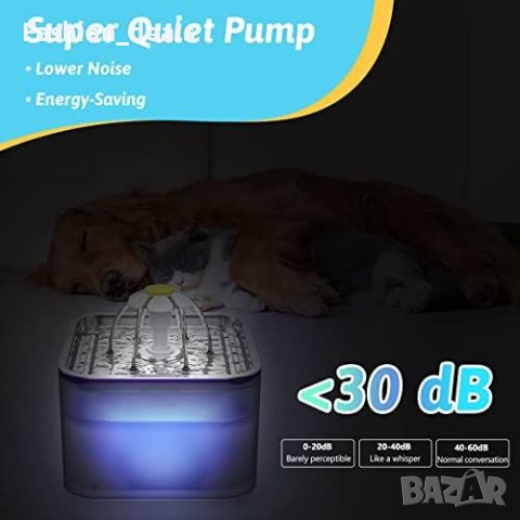 Нов Луксозен Котешки Фонтан 3L с LED светлина, Неръждаема Стомана и 3 Режима, снимка 3 - За котки - 42564804