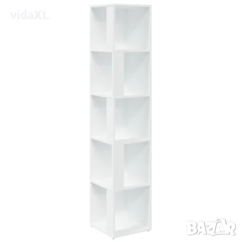 vidaXL Ъглов шкаф, бял, 33x33x164,5 см, инженерно дърво