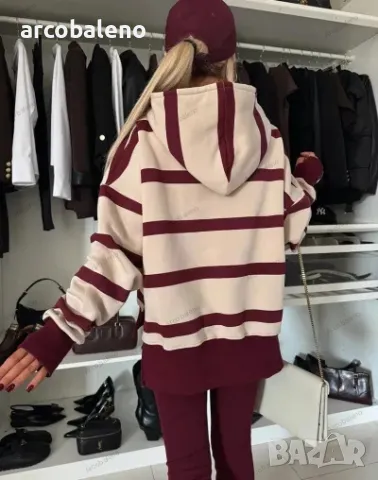 Дамски ежедневен комплект от две части свободен суичър с щампа и качулка, 3цвята , снимка 6 - Комплекти - 47753764