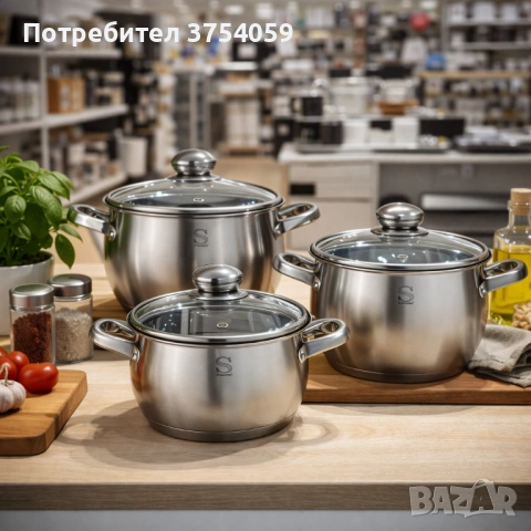 Комплект тенджери Swissgold EMMIE (SG-18099) – 3 броя с 5-слойно капсуловано дъно, снимка 6 - Съдове за готвене - 53075530