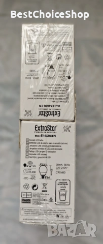 6 бр.LED крушки EXTRASTAR зелена светлина, E14, 4W , снимка 2 - Крушки - 53852317
