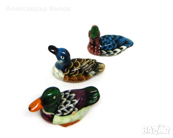 Комплект от 3 стари керамични патета три ръчно рисувани фигурки, снимка 7 - Колекции - 51847949