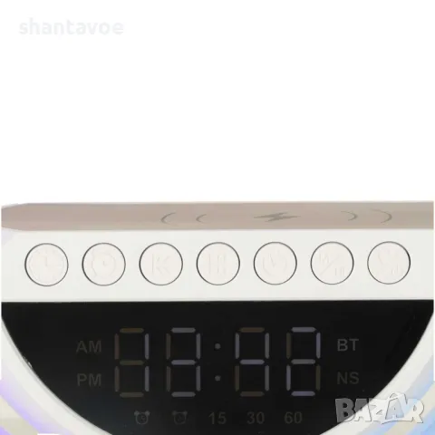 Smart лампа с безжично зарядно за телефон с Bluetooth колонка и будилник, снимка 6 - Настолни лампи - 49368432