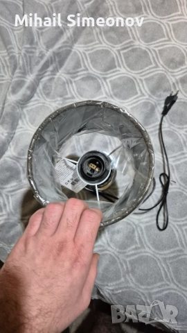 Дизайнерска лампа  стъкло, E27 , 1x25W, височина 28  см, снимка 2 - Настолни лампи - 52878715