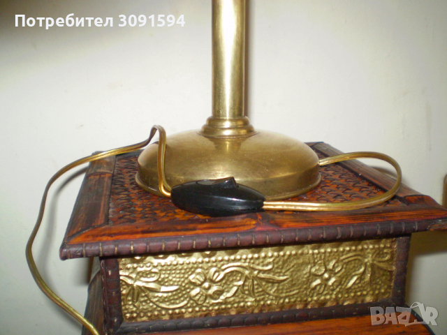 ретро нощна лампа от месинг, снимка 3 - Антикварни и старинни предмети - 36350298