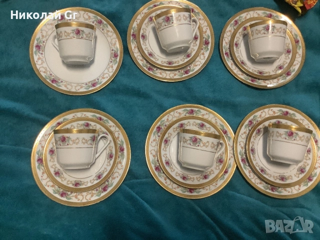 Сервиз за кафе  позлата порцелан произведено в Германия не се използва отличен състояние, снимка 2 - Антикварни и старинни предмети - 53187905