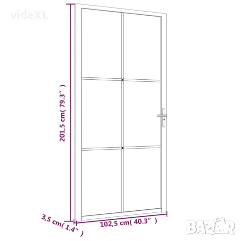 vidaXL Интериорна врата, 102,5x201,5 см, черен мат, стъкло и алуминий, снимка 7 - Входни врати - 56147185