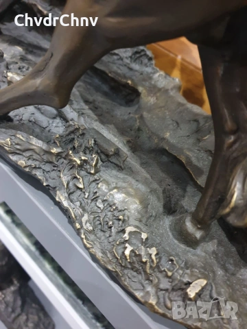 146см-33кг Mene фигура-композиция/стадо коне/8 коня/голяма френска бронзова скулптура, снимка 10 - Статуетки - 53343482