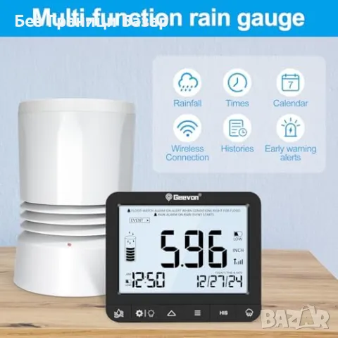 Нов Прецизен безжичен дъждометър – аларма за наводнения, лесен монтаж, снимка 3 - Други стоки за дома - 49901120