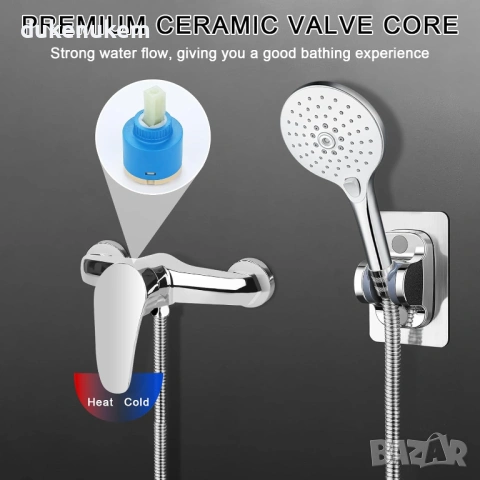 Смесител за душ – стенен, едноръкохватков, хром, G 1/2, снимка 5 - Смесители - 53372502