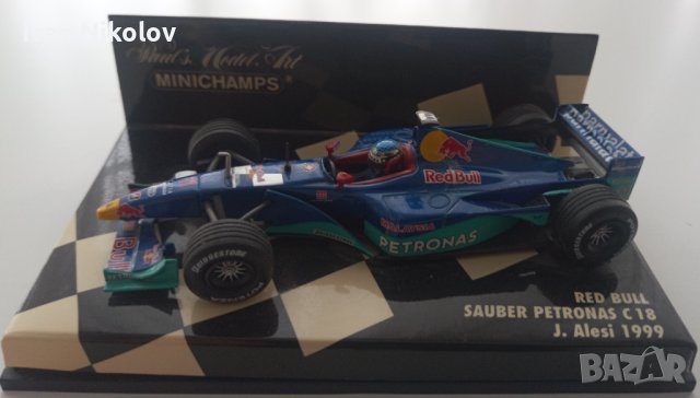 1/43 Red Bull Sauber Petronas C18 – Jean Alesi(1999) с автограф на Алези, снимка 4 - Фен артикули - 41462857