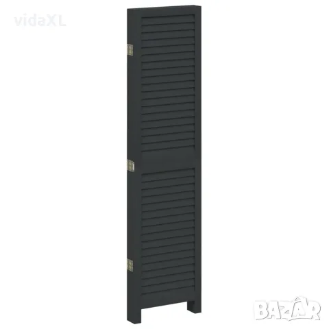 vidaXL Разделител за стая, 5 панела, черен, дърво пауловния масив, снимка 5 - Паравани - 56147332