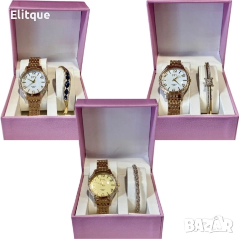 Луксозен дамски часовник с елегантна гривна – стил и изящество в една кутия, снимка 6 - Бижутерийни комплекти - 52596517