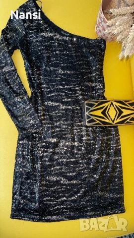 Елегантна рокля с едно рамо и красиви пайети в два цвята, снимка 6 - Рокли - 50870856