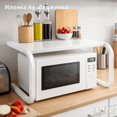 Поставка органайзер за микровълнова фурна, многофункционална, изработена от метал - бяла, снимка 3 - Други стоки за дома - 53557023