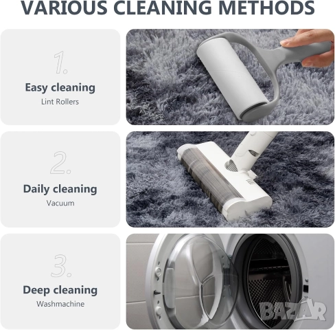 200x300см шаги пухкав килим с междинен слой пяна, Сив. Vamcheer, снимка 6 - Килими - 52569189