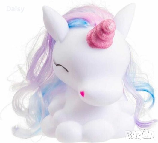 Светещ еднорог с бяла коса за боядисване, снимка 3 - Настолни лампи - 41266431