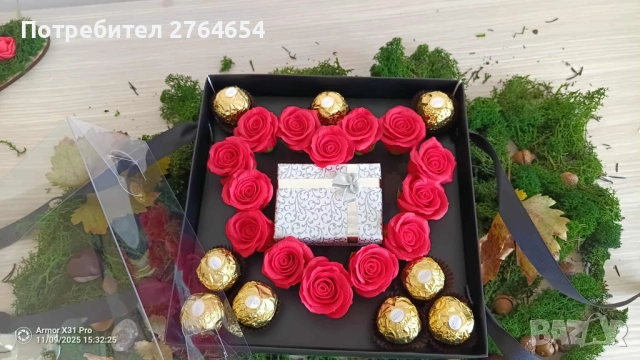 Подаръчна кутия със сапунени рози и бонбони, снимка 13 - Други - 52524787