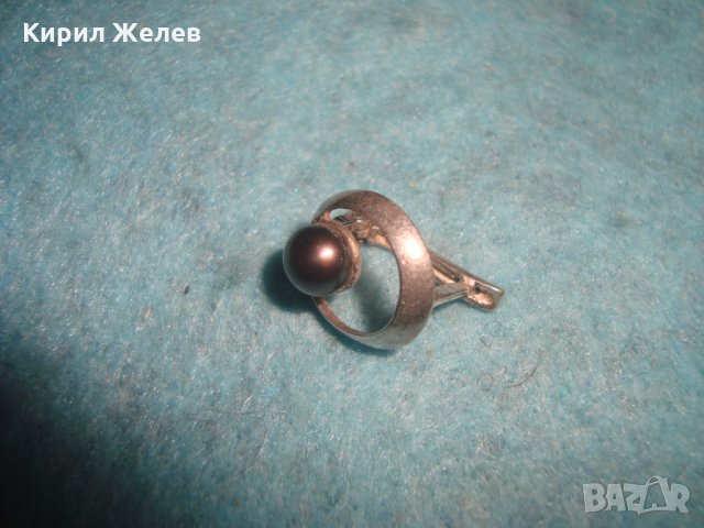 СТАРА ПЕРЛЕНА СРЕБЪРНА АРТ ДЕКО АНГЛИЙСКА ОБЕЦА ОКСИДИРАНО СРЕБРО 925 с НАТУРАЛНА ЧЕРНА ПЕРЛА 25720, снимка 10 - Обеци - 35817405