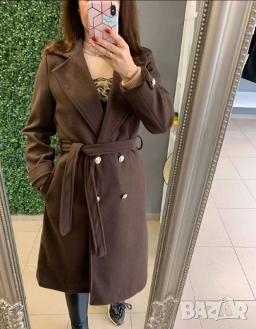елегантно дамско палто с колан , снимка 2 - Палта, манта - 52019192