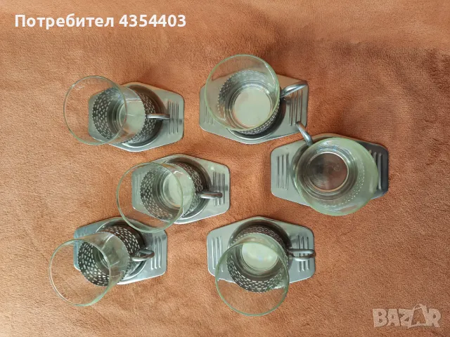 Ретро руски стакани и подстакани 6 броя, снимка 3 - Антикварни и старинни предмети - 49028633