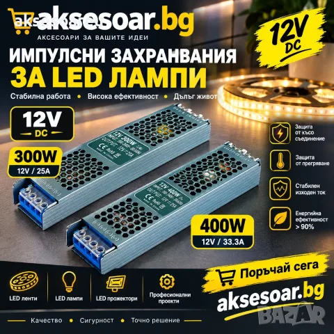  Захранване за осветление DC 12V Ултра тънък трансформатор захранващ адаптер 33 A за LED лента 400 W