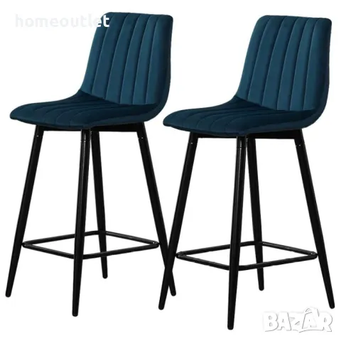 Бар стол с кадифена дамаска, к-т от 2бр - C-UDC051BU