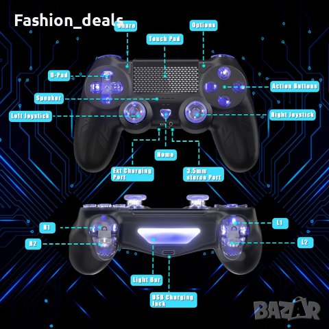 Нов Безжичен контролер за Ps4 pro slim компютър Android игри геймър, снимка 2 - Аксесоари - 39504529